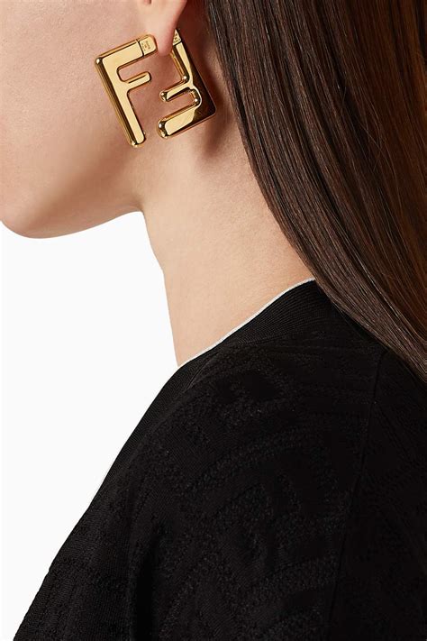 fendi f logo earrings|f is fendi earrings gold.